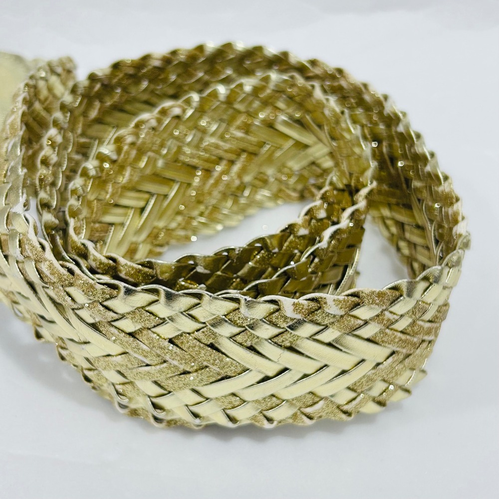 Nine West womens belt gold boho western glam metallic braid woven glitter NWT L - Picture 5 of 9